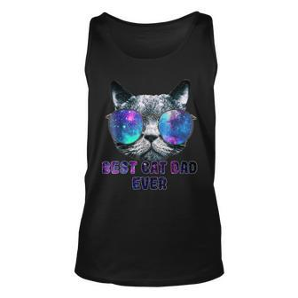 Best Cat Dad Ever Cat Space Glasses Unisex Tank Top | Mazezy