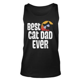 Best Cat Dad Ever Funny Father Day Retro Sunset Design Unisex Tank Top | Mazezy