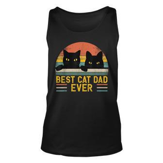 Best Cat Dad Ever Vintage Retro Style Black Cats Lover V2 Unisex Tank Top - Seseable