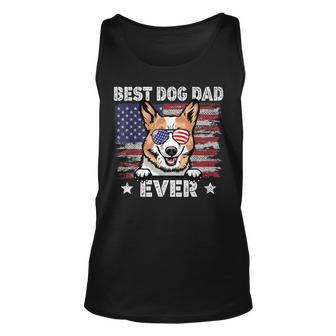 Best Corgi Dad Ever American Flag Fathers Day Unisex Tank Top | Mazezy