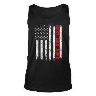 Best Dad Ever Usa Flag Fathers Day Firefighter Red Line Unisex Tank Top - Seseable