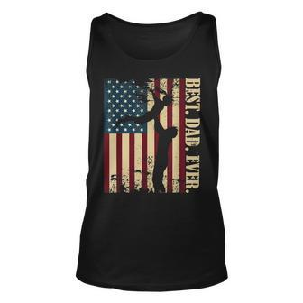 Best Dad Ever With Us American Flag Vintage For Fathers Day Unisex Tank Top - Seseable
