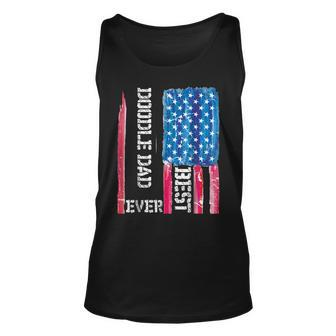 Best Doodle Dad Ever Distressed American Flag Unisex Tank Top | Mazezy