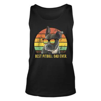 Best Pitbull Dad Ever Cute Funny Retro Sunset Daddy Gift Unisex Tank Top | Mazezy