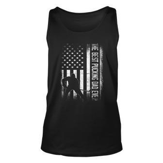 Best Pucking Dad Ever Vintage Usa Flag Hockey Fathers Day Tank Top | Mazezy