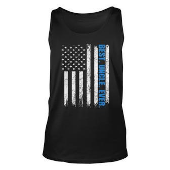 Best Uncle Ever Usa Flag Fathers Day Police Blue Line V2 Unisex Tank Top - Seseable