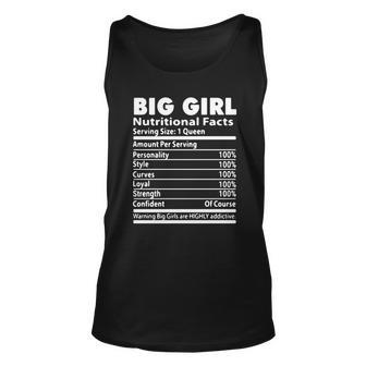 Big Girl Nutrition Facts Serving Size 1 Queen Amount Per Serving Men Women Tank Top Graphic Print Unisex - Thegiftio UK