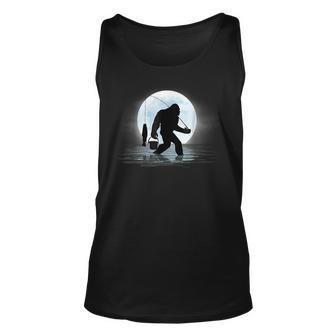 Bigfoot Fishing Funny Sasquatch And Fish Night Fishing V2 Unisex Tank Top - Seseable