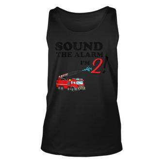 Birthday 2 Year Old Fire Fighter Truck | 2Nd Bday Unisex Tank Top - Seseable