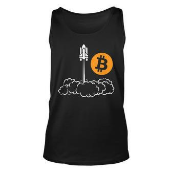 Bitcoin To The Moon Rocket Space Shuttle Hodl Pun Unisex Tank Top - Seseable