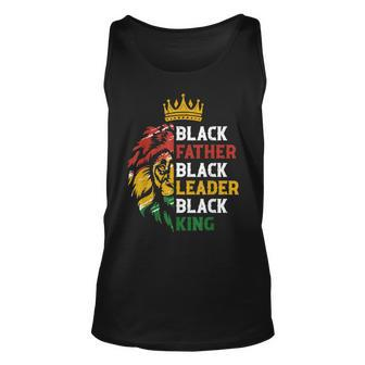 Mens Black Father Black Leader Black King Juneteenth Lion Dad Tank Top | Mazezy