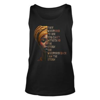 Black History Month - African Woman Afro I Am The Storm Unisex Tank Top | Mazezy