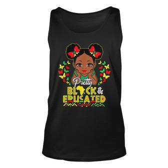 Black History Month Pretty Black And Educated Queen Girls Unisex Tank Top - Seseable