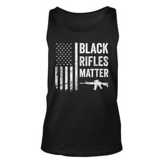 Black Rifles Matter - Funny Pro Gun Rights American Flag Unisex Tank Top - Seseable