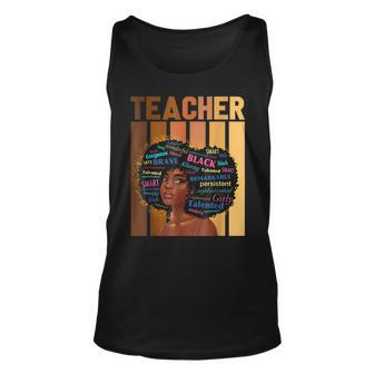 Black Woman Teacher Afro Black History Month Melanin V5 Unisex Tank Top - Seseable