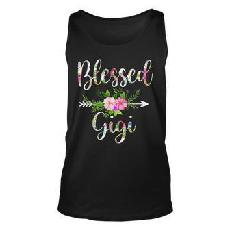Blessed Gigi Floral For Women Mothers Day Grandma Unisex Tank Top - Seseable