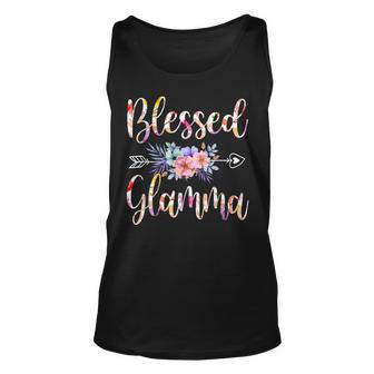 Blessed Glamma Mothers Day Floral Funny Unisex Tank Top - Seseable