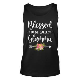 Blessed To Be Called Glamma Women Flower Decor Grandma Unisex Tank Top - Seseable