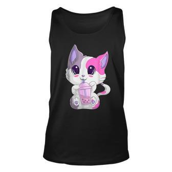 Boba Tea Cat Bubble Tea Cat Kawaii Anime Neko Girls Ns Unisex Tank Top - Seseable