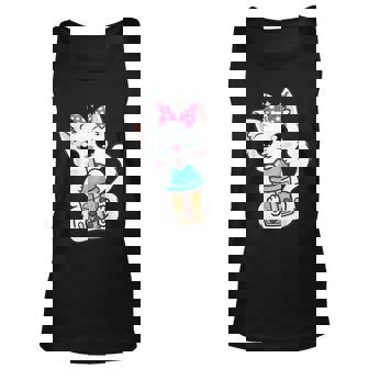 Boba Tea Cat Bubble Tea Cat Milk Tea Kawaii Anime Cat Unisex Tank Top - Seseable