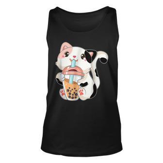 Boba Tea Cat Bubble Tea Kawaii Anime Japanese Girls Nager Unisex Tank Top - Seseable