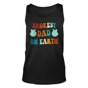 Brokest Dad On Earth For Dad Funny Fathers Day Vintage Unisex Tank Top - Thegiftio UK