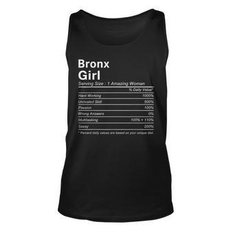 Bronx Girl Ny New York Nutrition Facts Funny City Home Usa Unisex Tank Top | Mazezy