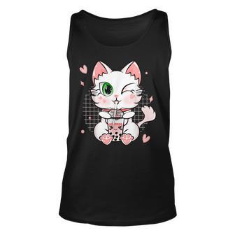 Bubble Tea Cat Boba Tea Anime Kawaii Neko Unisex Tank Top - Seseable