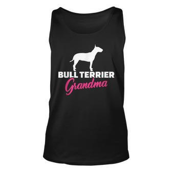 Bullterrier Oma Schwarzes Unisex TankTop, Hunde Silhouette & Text in Pink - Seseable