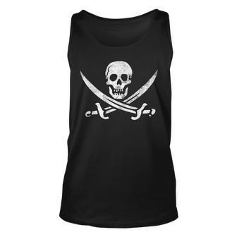 Calico Jack Sword Pirate Flag Jolly Roger Graphic Unisex Tank Top - Seseable