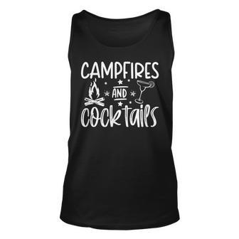 Campfires And Cocktails Graphic Funny Camping Unisex Tank Top - Seseable