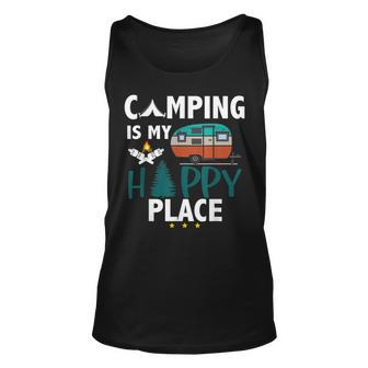 Camping Is My Happy Place Camp Camper Camping Graphic Unisex Tank Top | Mazezy