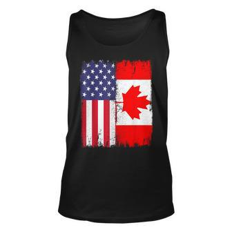 Canadian Canada Heritage Proud Half Canadian American Flag Unisex Tank Top - Thegiftio UK