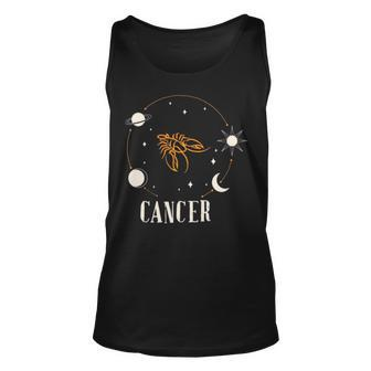 Cancer Zodiac Sign Galaxy Celestial Stars And Moons Unisex Tank Top | Mazezy