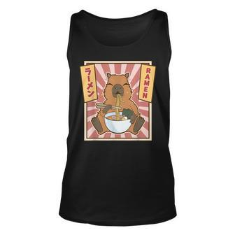 Capybara Gifts Kawaii Capybara Eating Ramen Cute Animal Unisex Tank Top | Mazezy
