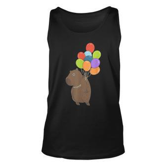 Capybara Gifts Lovely Capybara With Balloon Cute Animal Unisex Tank Top | Mazezy
