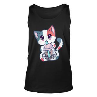 Cat Boba Tea Bubble Tea Anime Kawaii Neko Japanese Gift Girl Unisex Tank Top - Seseable