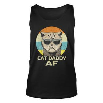 Cat Daddy Af Vintage Graphic Funny Fathers Day Cat Dad Unisex Tank Top - Seseable
