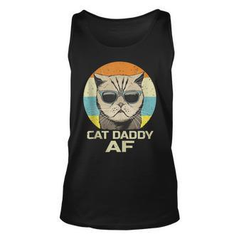 Cat Daddy Af Vintage Graphic Funny Fathers Day Cat Dad V2 Unisex Tank Top - Seseable