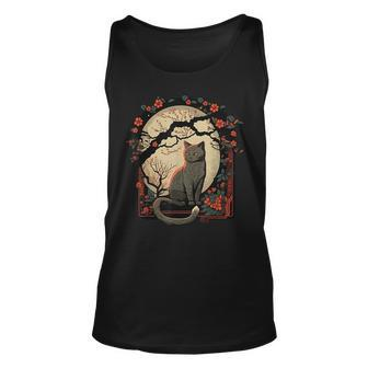 Cat Japan Style Funny Cat Gift Retro Vintage Funny Cat Unisex Tank Top | Mazezy