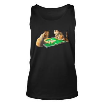 Cat Mahjong With Letters Mens Clothes Goods Jokushi Tank Top | Mazezy