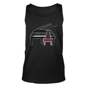 Cat Playing Piano Music Lover Funny T Unisex Tank Top | Mazezy
