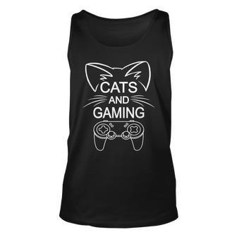 Cats And Gaming Funny Cat Lover Gaming Gift Gamer Unisex Tank Top - Thegiftio UK