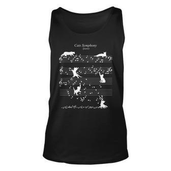 Cats Symphony Distressed Music Notes Kitty Piano Musician Unisex Tank Top | Mazezy