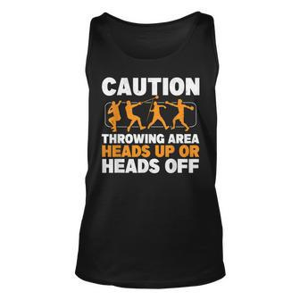 Caution Throwing Area Shot Put Track And Field Thrower Unisex Tank Top | Mazezy