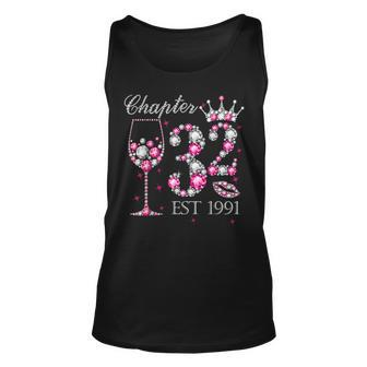 Chapter 32 Years Est 1991 32Nd Birthday Pink Wine Crown Unisex Tank Top | Mazezy