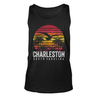 Charleston Sc South Carolina Gift Beach Vintage Retro Sunset Unisex Tank Top - Seseable