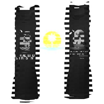Charleston South Carolina Palmetto Moon With Sunset V2 Men Women Tank Top Graphic Print Unisex - Thegiftio