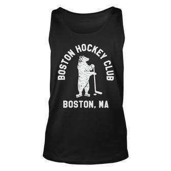 Charlie Wearing Boston Hockey Club Boston Ma Unisex Tank Top | Mazezy