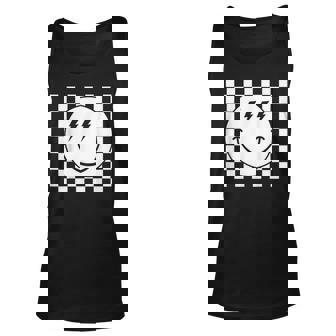 Checkered Smiling Happy Face Smile Hippie 70S Checkerboard Unisex Tank Top | Mazezy